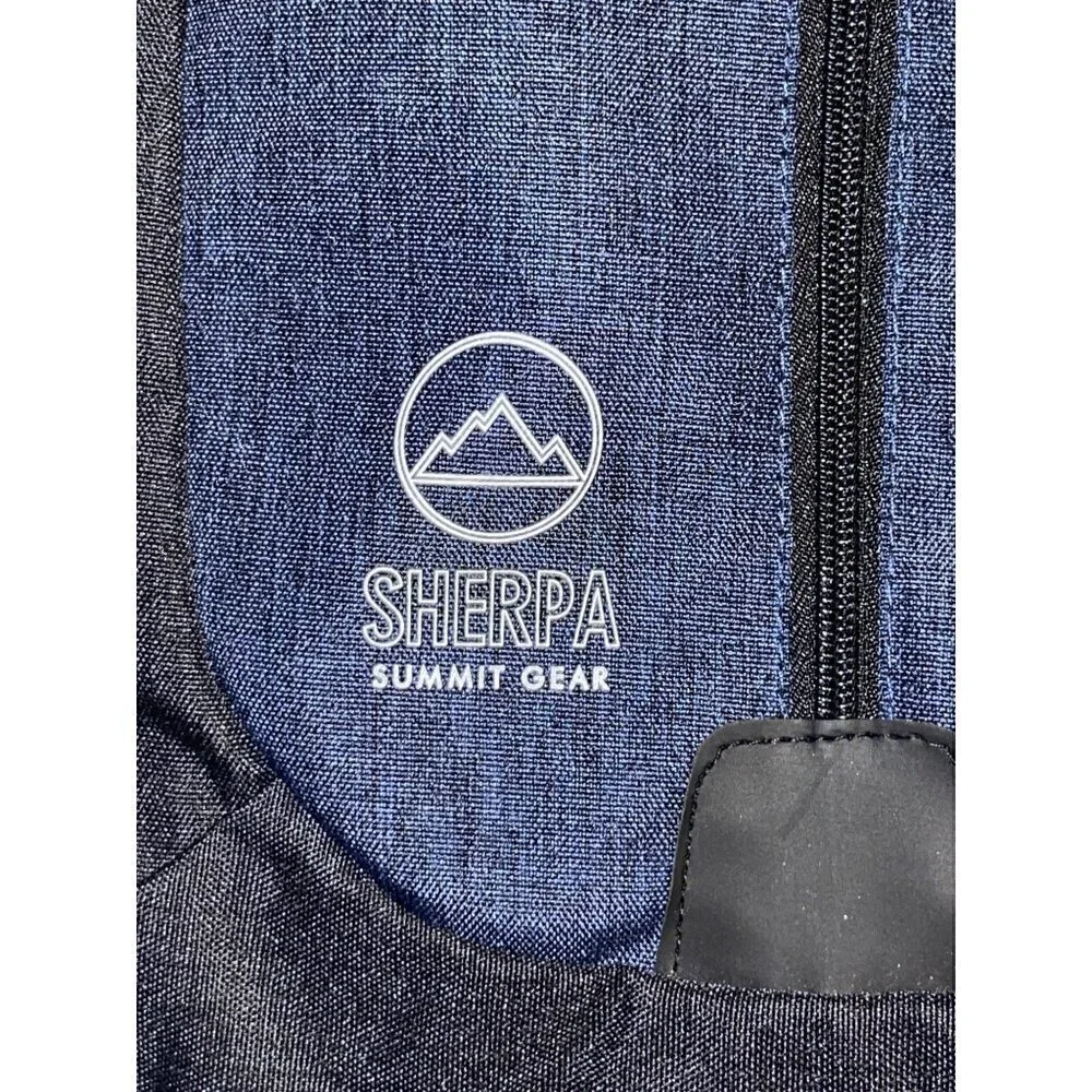 Sherpa Summit Gear Black and Blue Zippered Backpack NWOT 17 1/2 X 12